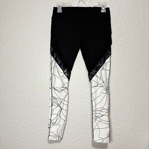 Fabletics Womens Salar Mesh Power Hold Legging Confetti Black White Gym Sz Small